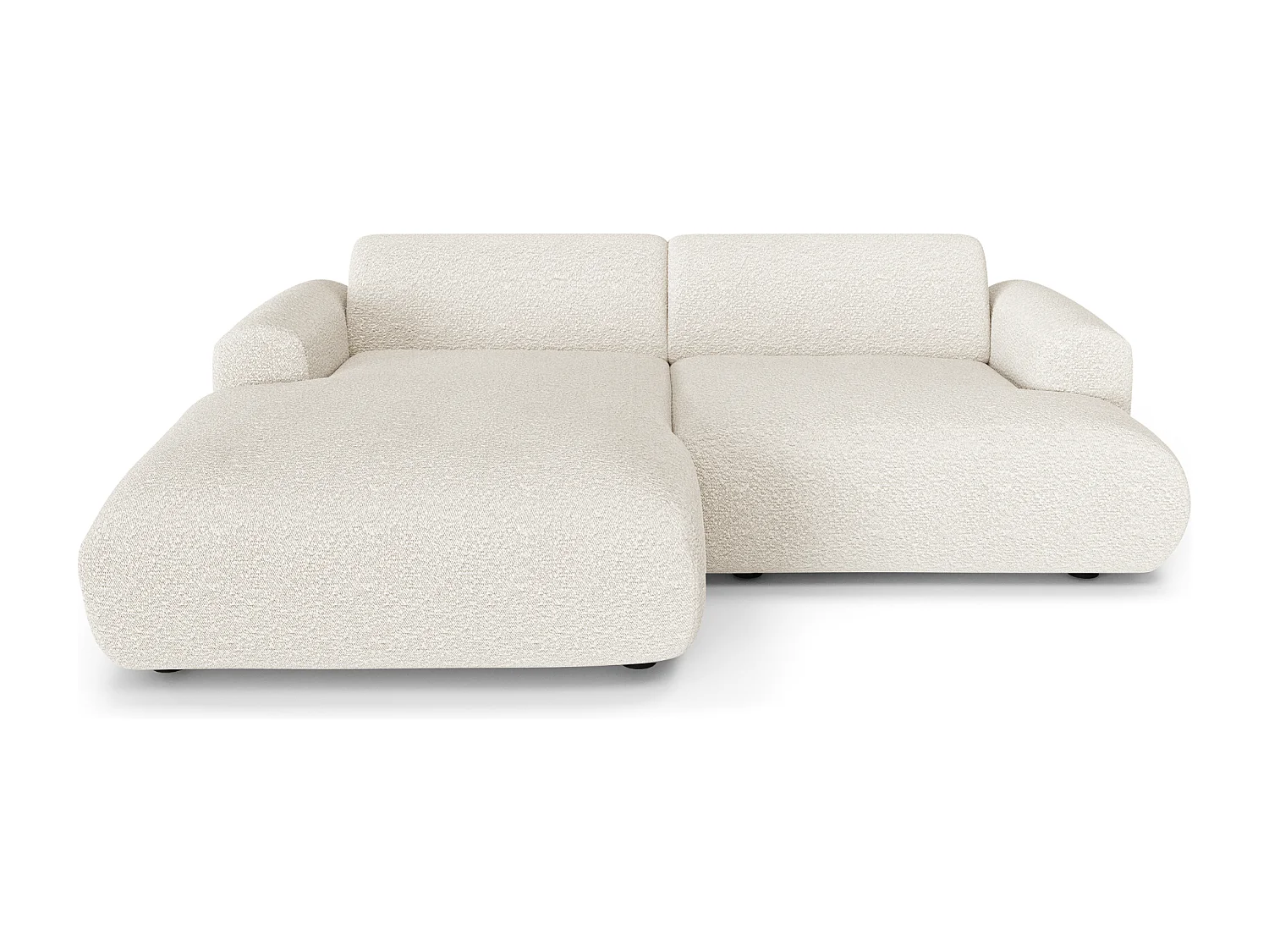 Canapé d'angle gauche 4 places bouclette crème 266cm MYRA