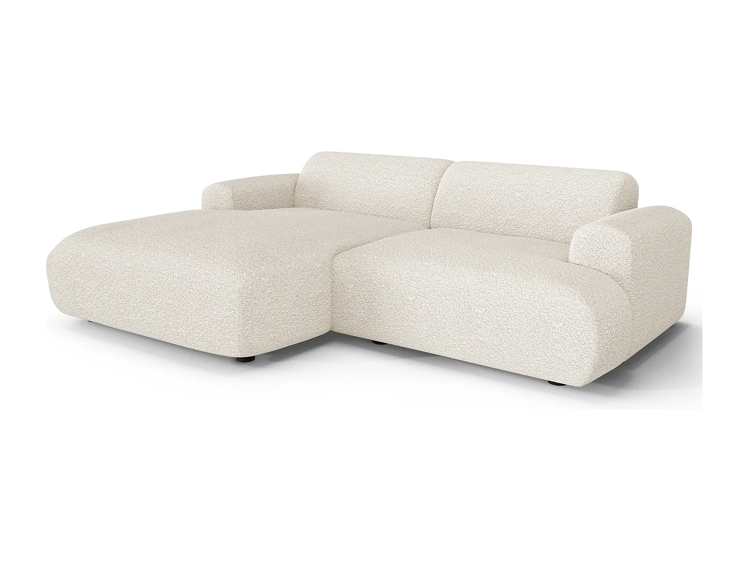 Canapé d'angle gauche 4 places bouclette crème 266cm MYRA