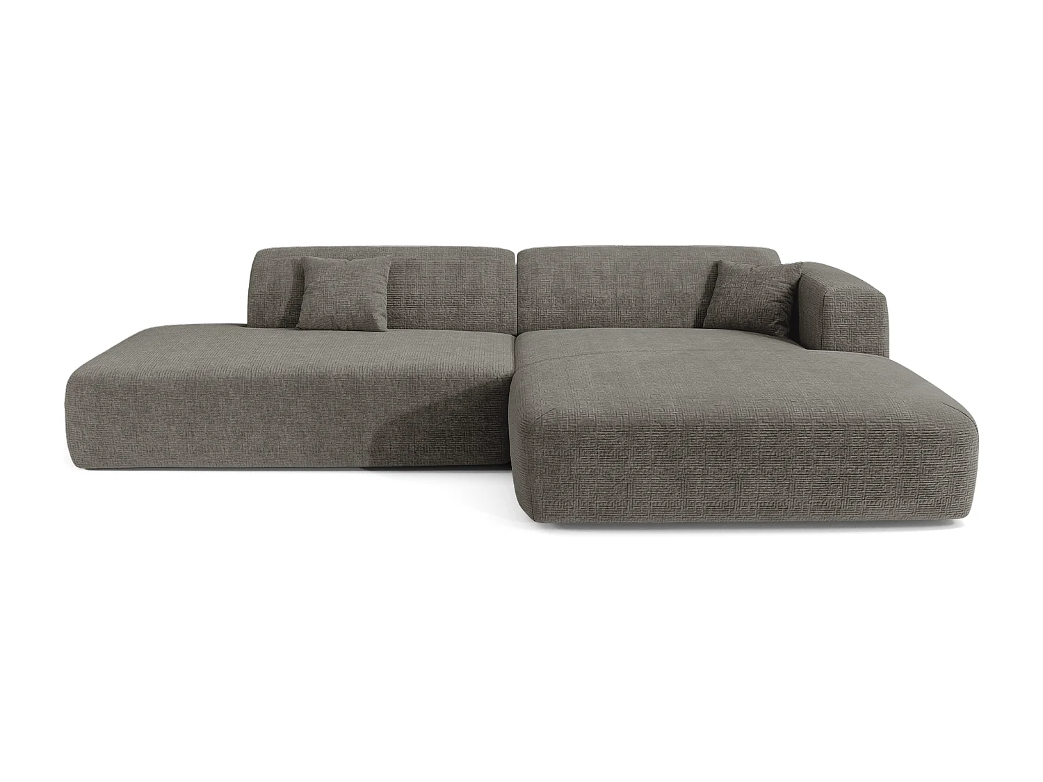 Canapé angle droit ouvert velours à motifs gris 5 places MYRA