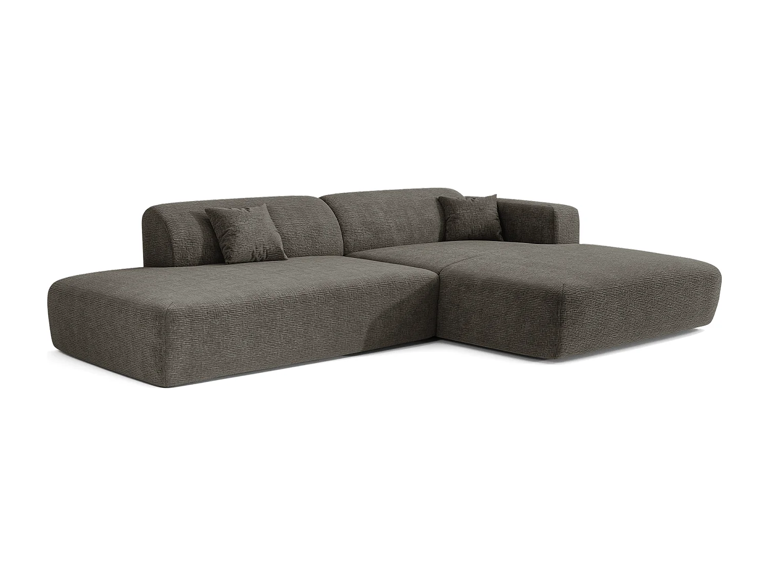 Canapé angle droit ouvert velours à motifs gris 5 places MYRA