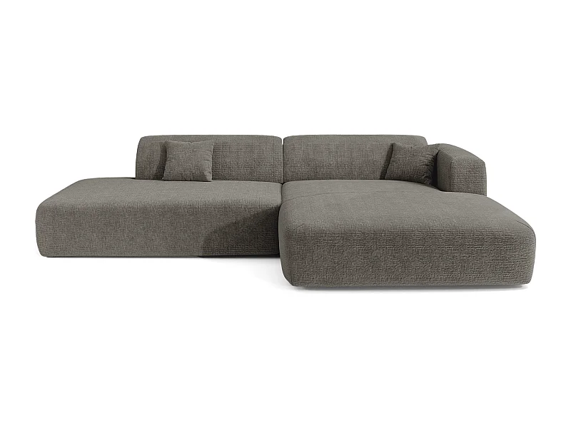 Canapé angle droit ouvert velours à motifs gris 5 places MYRA