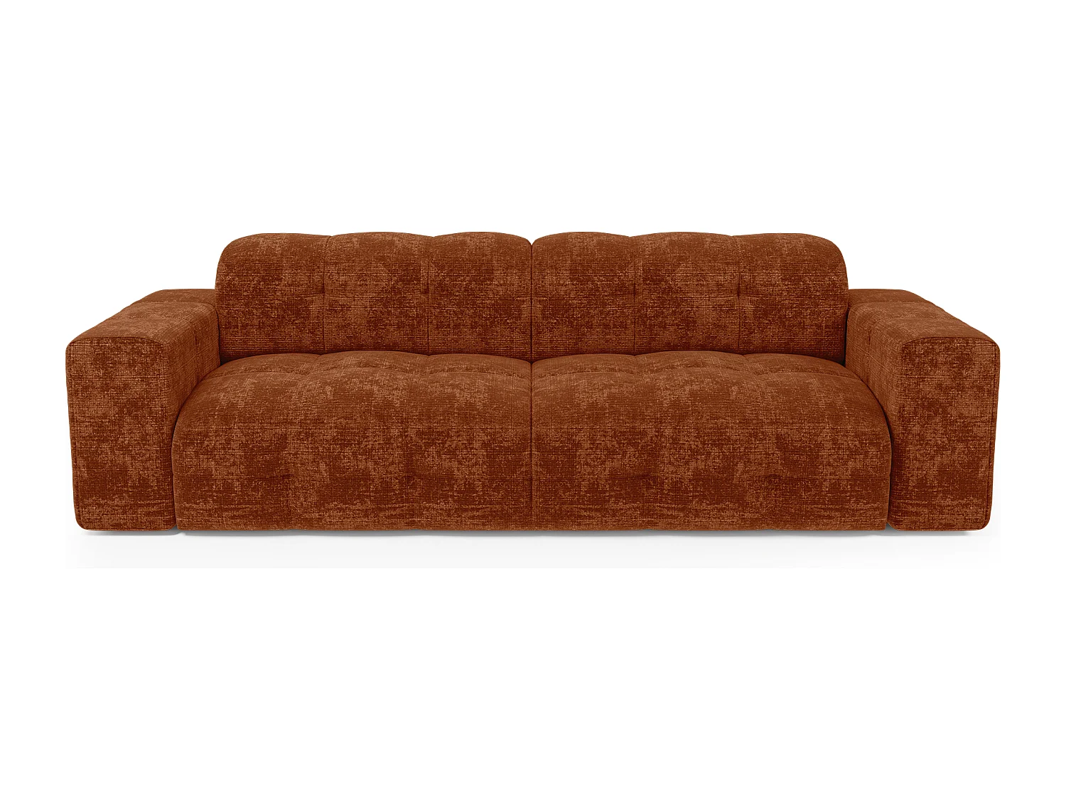 Canapé 4 places velours gaufré terracotta MAEL