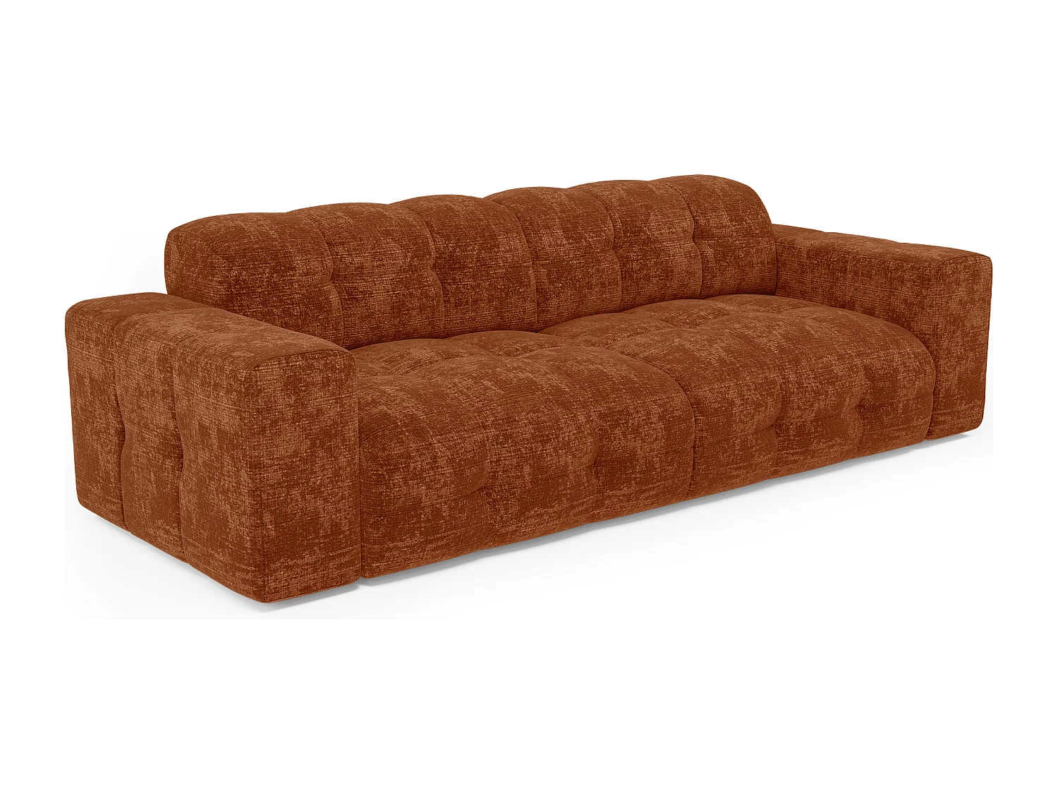 Canapé 4 places velours gaufré terracotta MAEL