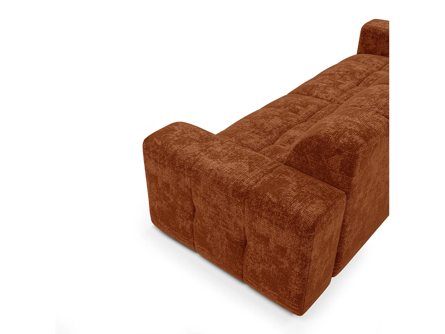 Canapé 4 places velours gaufré terracotta MAEL