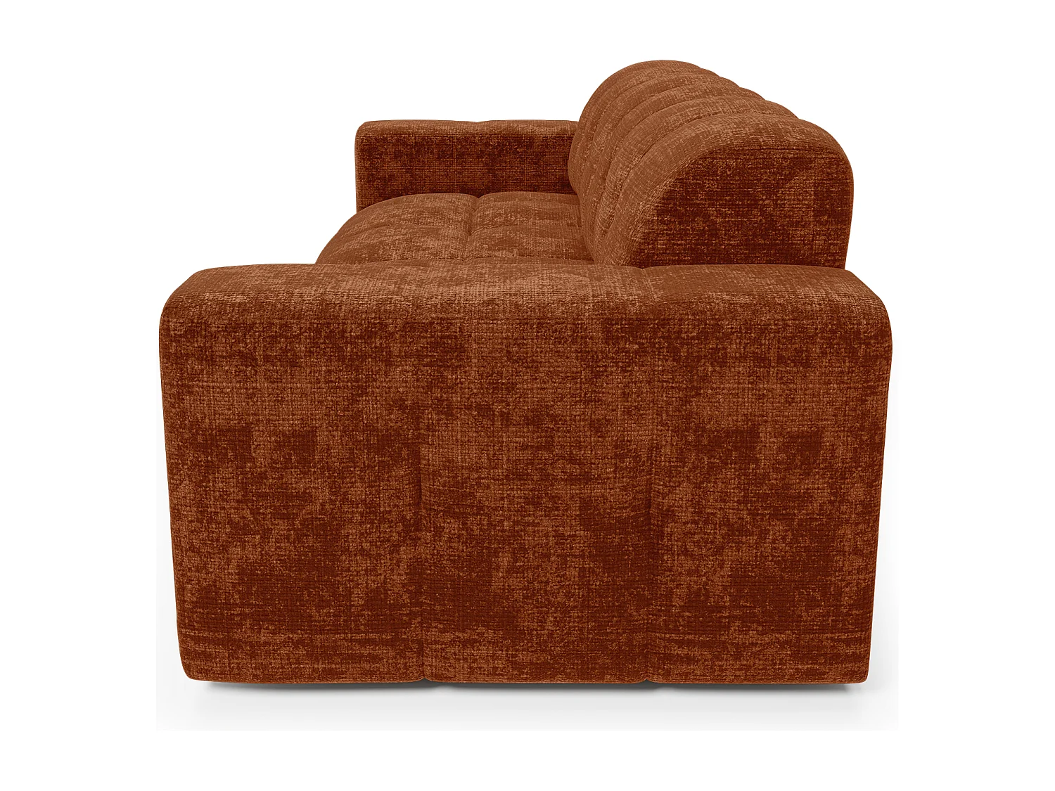 Canapé 4 places velours gaufré terracotta MAEL