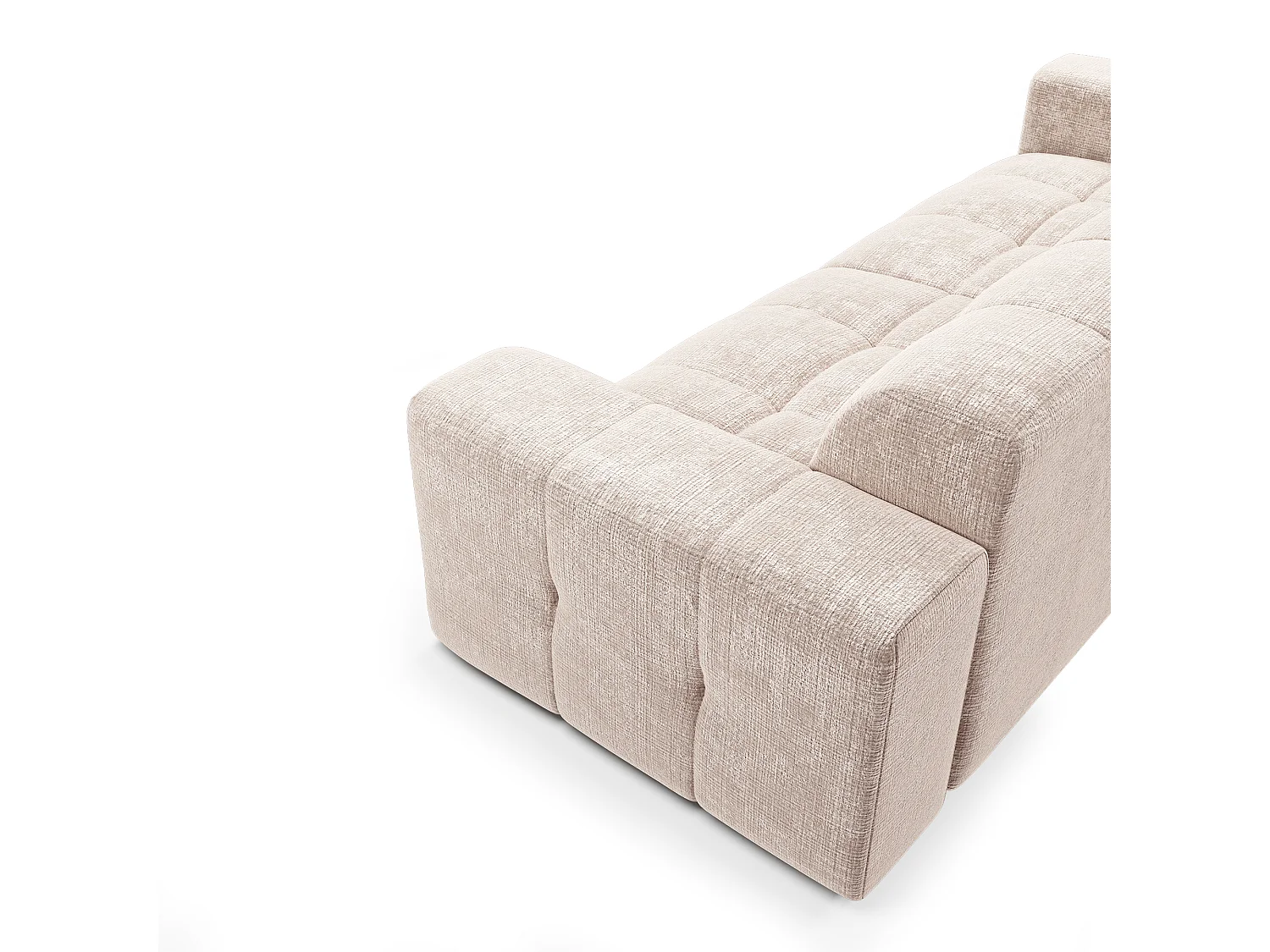 Canapé 4 places velours gaufré crème MAEL