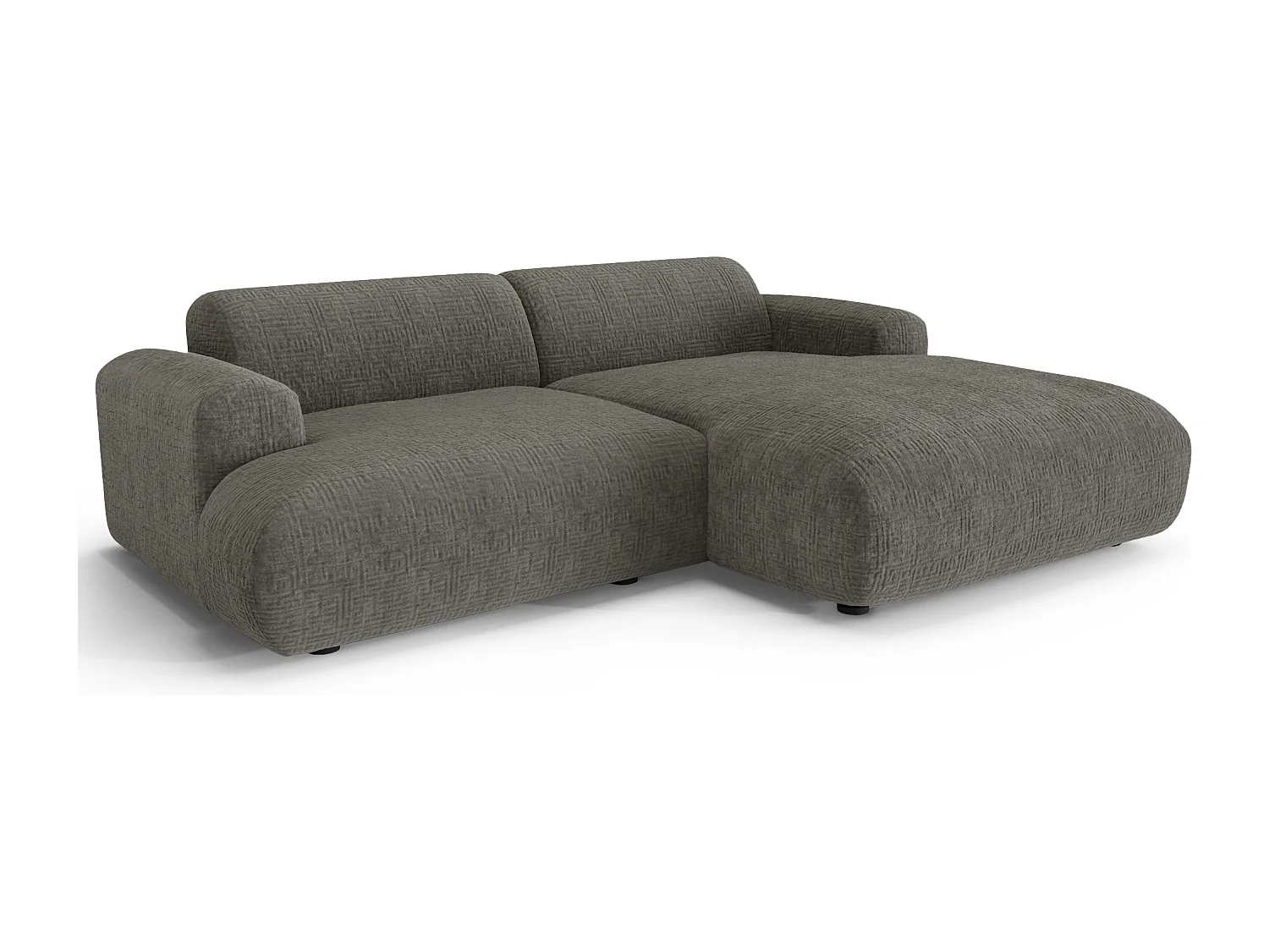 Canapé d'angle droit 4 places velours à motifs gris 266cm MYRA