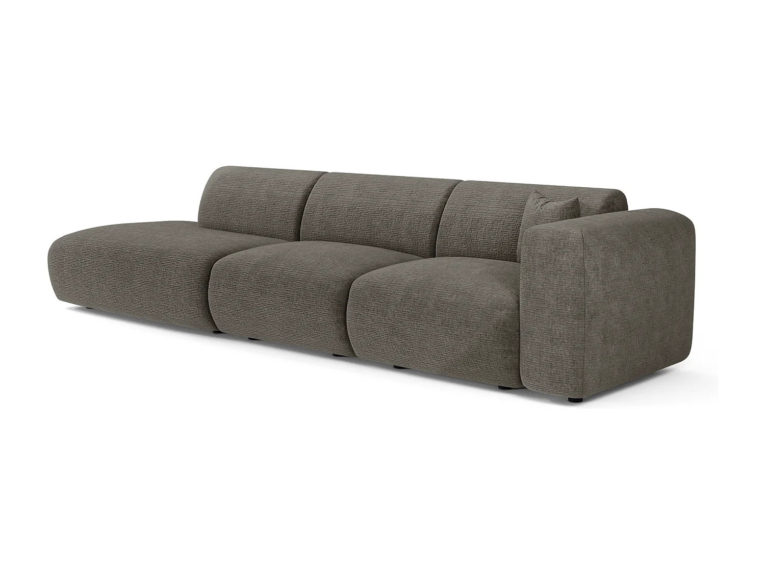 Canapé droit 5 places velours à motifs gris 310cm MYRA