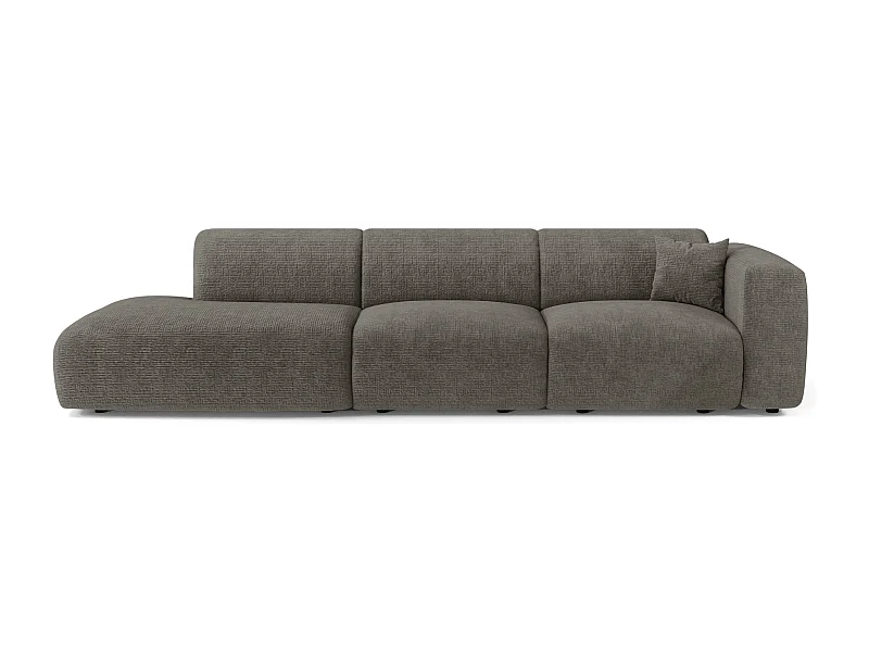 Canapé droit 5 places velours à motifs gris 310cm MYRA