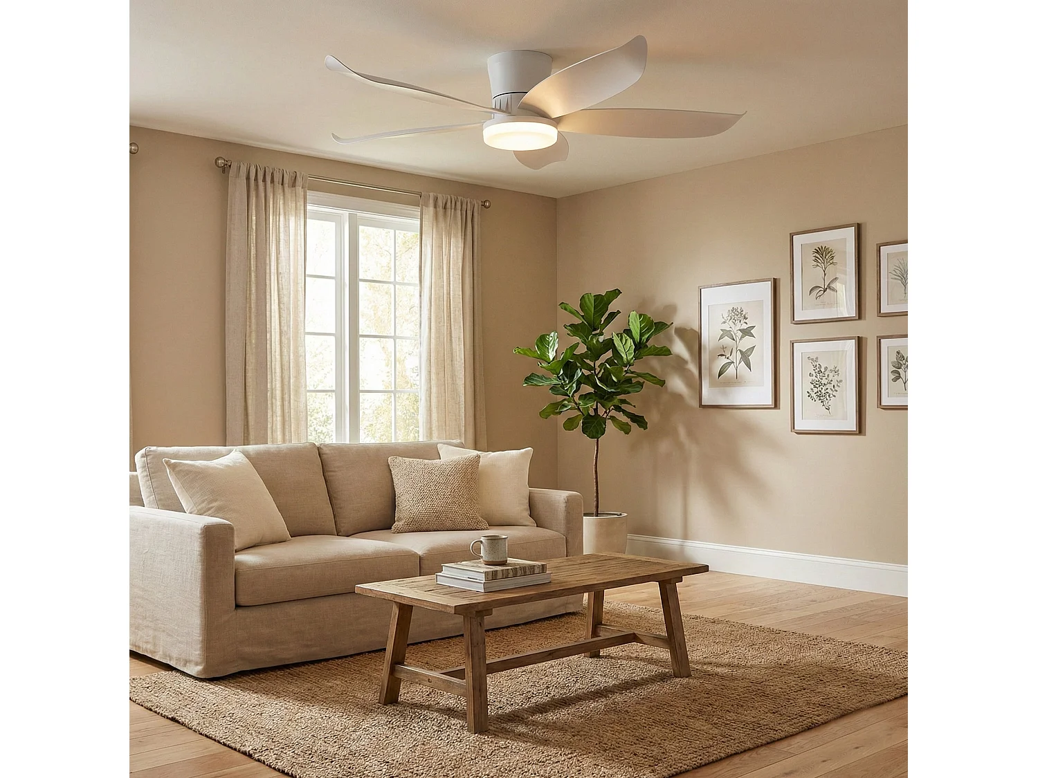 Ventilateur Plafond LED CALYRO D107CM Blanc