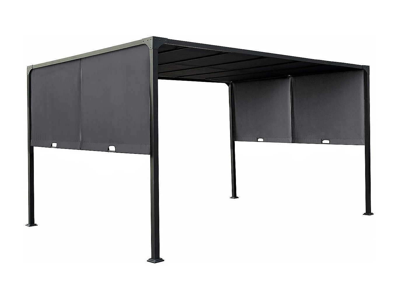 Pergola met oprolbaar metalen dak "Courtenay" - 3 x 4 m - Grijs