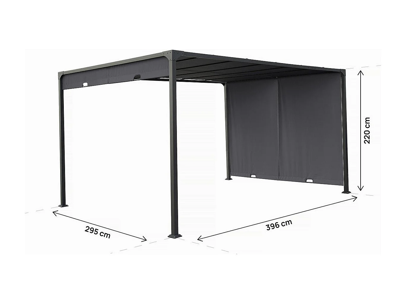 Pergola met oprolbaar metalen dak "Courtenay" - 3 x 4 m - Grijs