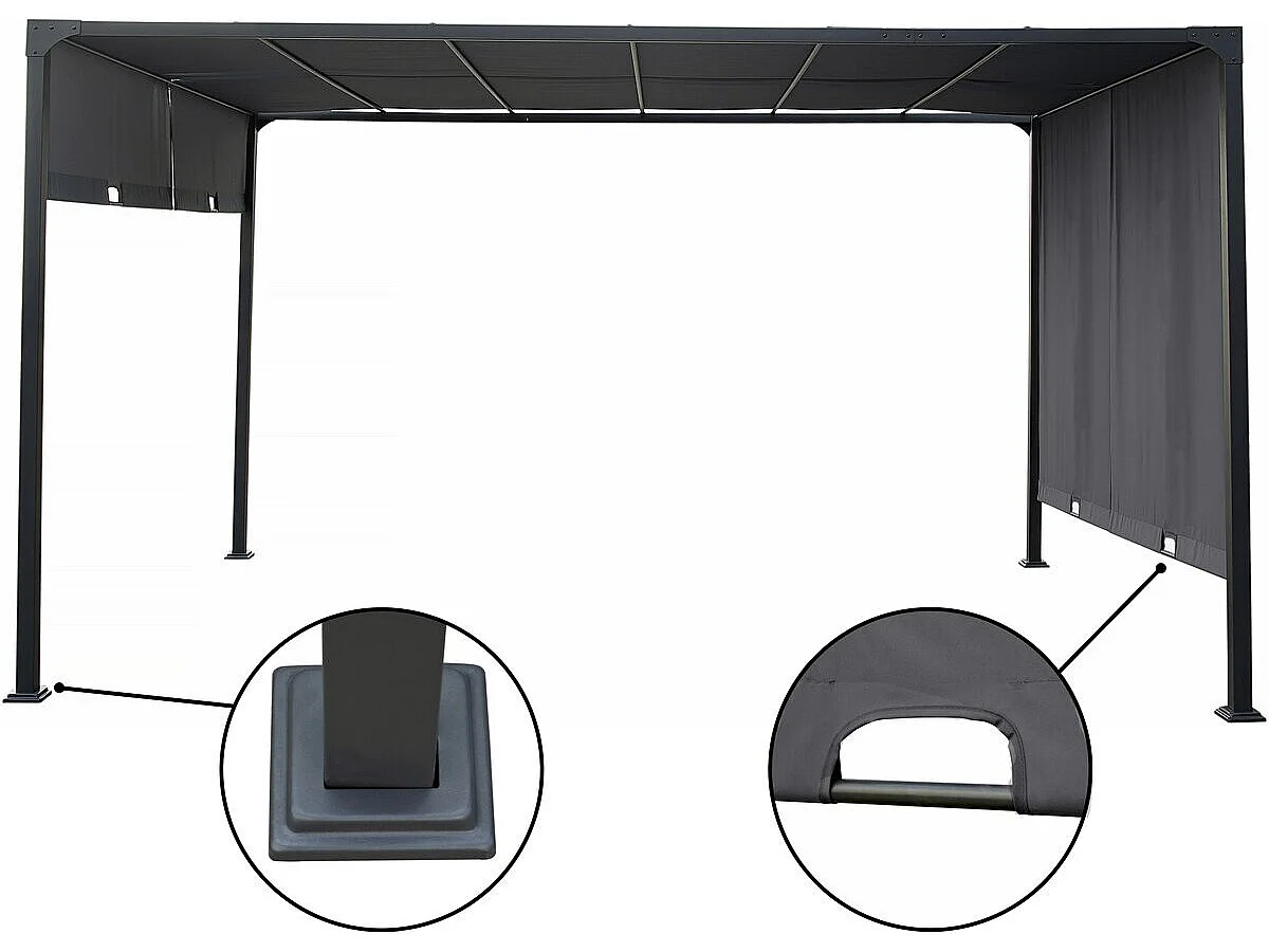 Pergola met oprolbaar metalen dak "Courtenay" - 3 x 4 m - Grijs