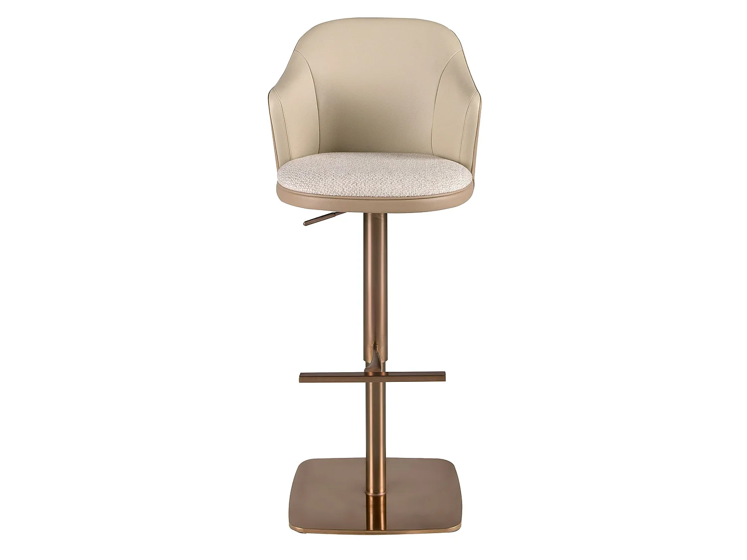 Drehbarer Hocker aus cremefarben meliertem Stoff und braunem Kunstleder 4232 ANGEL CERDA