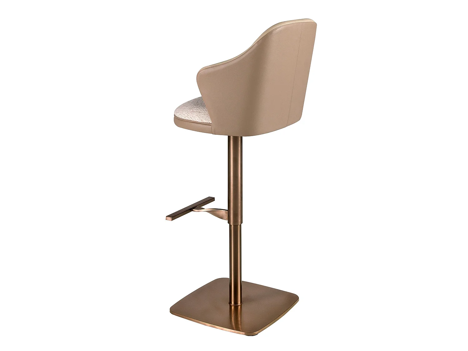 Drehbarer Hocker aus cremefarben meliertem Stoff und braunem Kunstleder 4232 ANGEL CERDA
