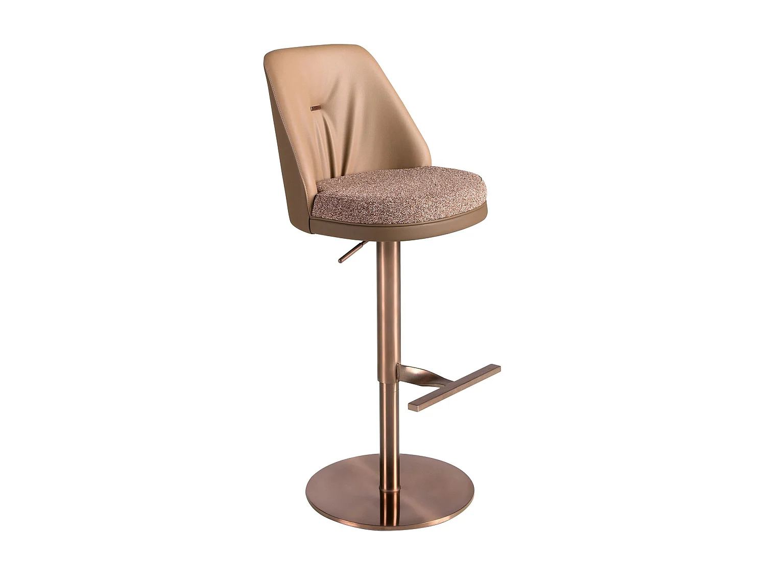 Tabouret pivotant en tissu marron marbré et similicuir marron 4227 ANGEL CERDA