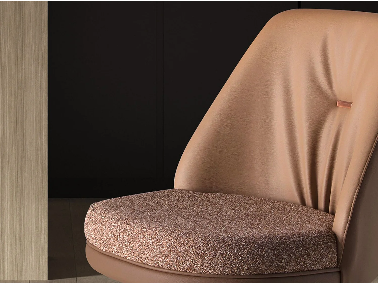 Tabouret pivotant en tissu marron marbré et similicuir marron 4227 ANGEL CERDA