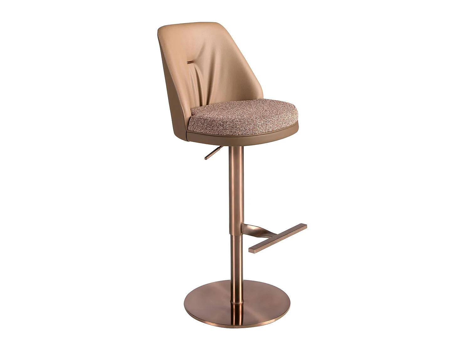 Tabouret pivotant en tissu marron marbré et similicuir marron 4227 ANGEL CERDA