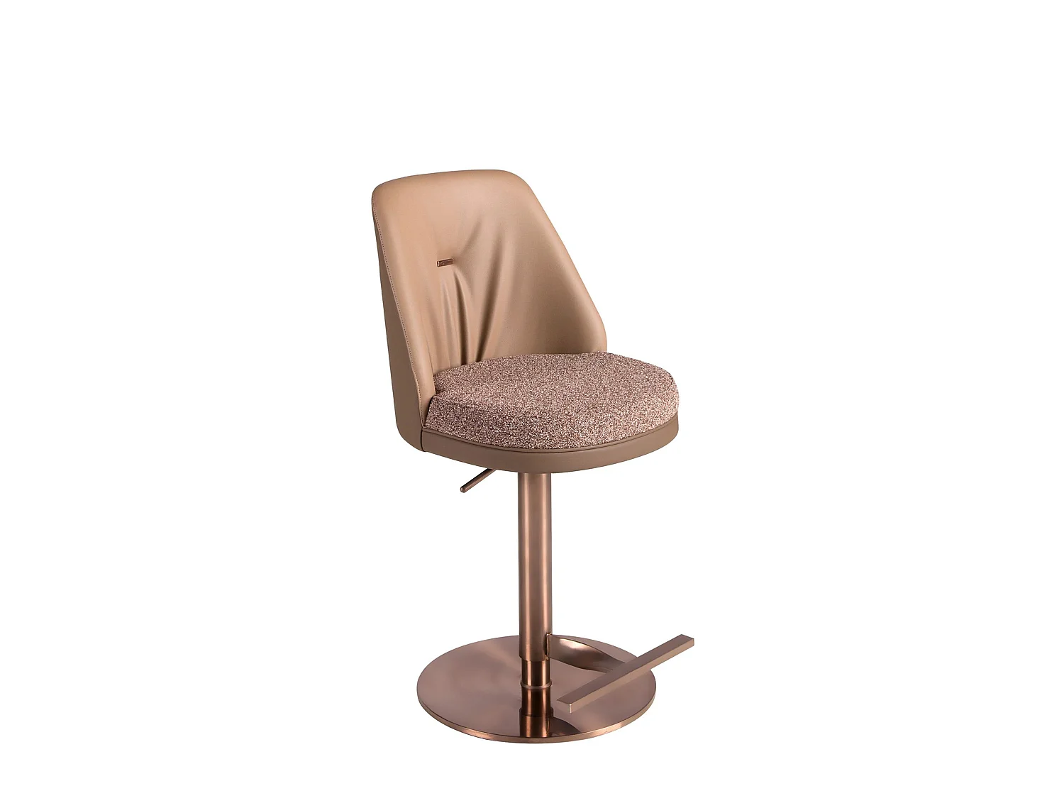 Tabouret pivotant en tissu marron marbré et similicuir marron 4227 ANGEL CERDA