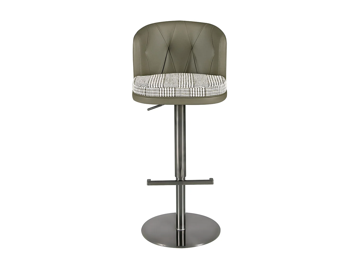 Tabouret pivotant en tissu vert foncé et blanc et similicuir vert olive 4228 ANGEL CERDA
