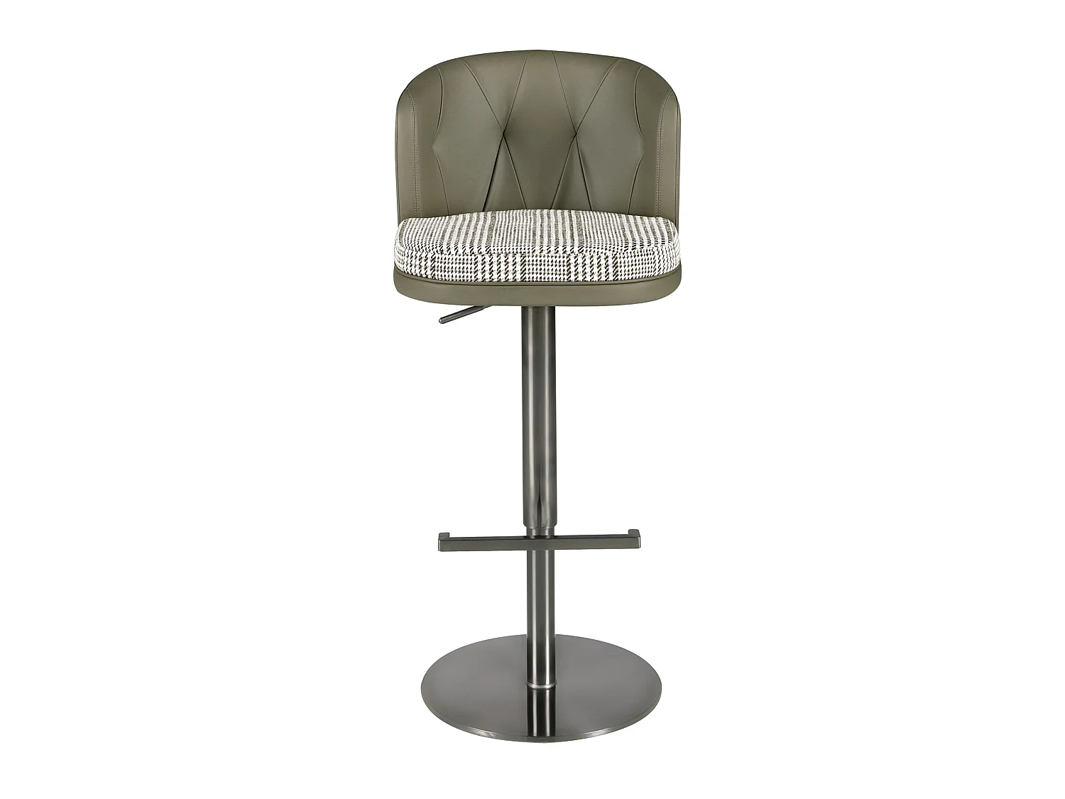 Tabouret pivotant en tissu vert foncé et blanc et similicuir vert olive 4228 ANGEL CERDA
