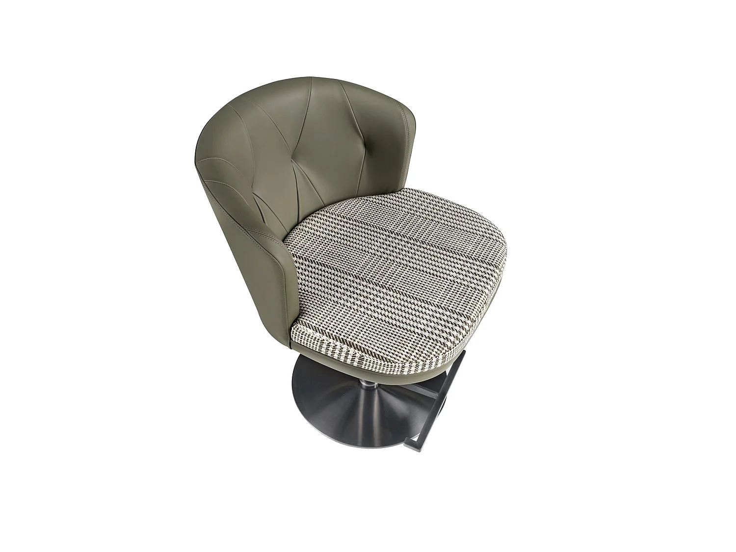 Tabouret pivotant en tissu vert foncé et blanc et similicuir vert olive 4228 ANGEL CERDA