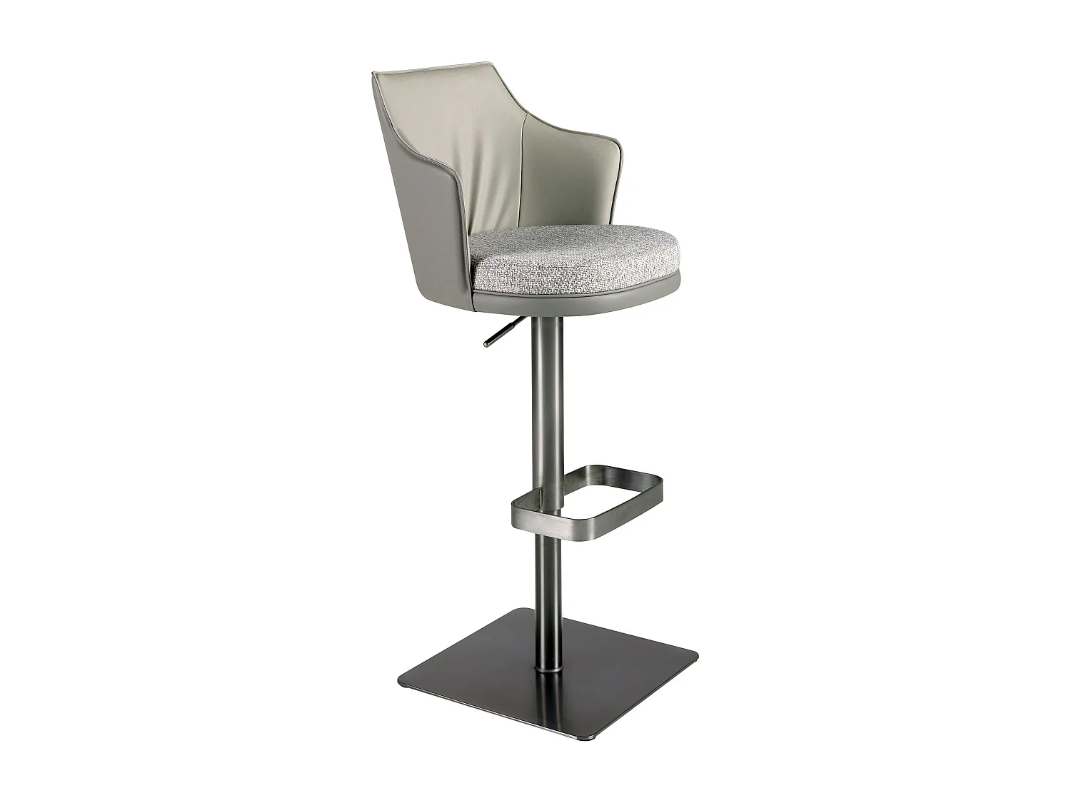 Tabouret pivotant en tissu gris marbré et similicuir gris foncé 4231 ANGEL CERDA