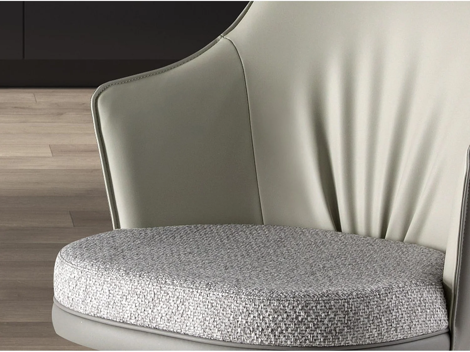 Tabouret pivotant en tissu gris marbré et similicuir gris foncé 4231 ANGEL CERDA