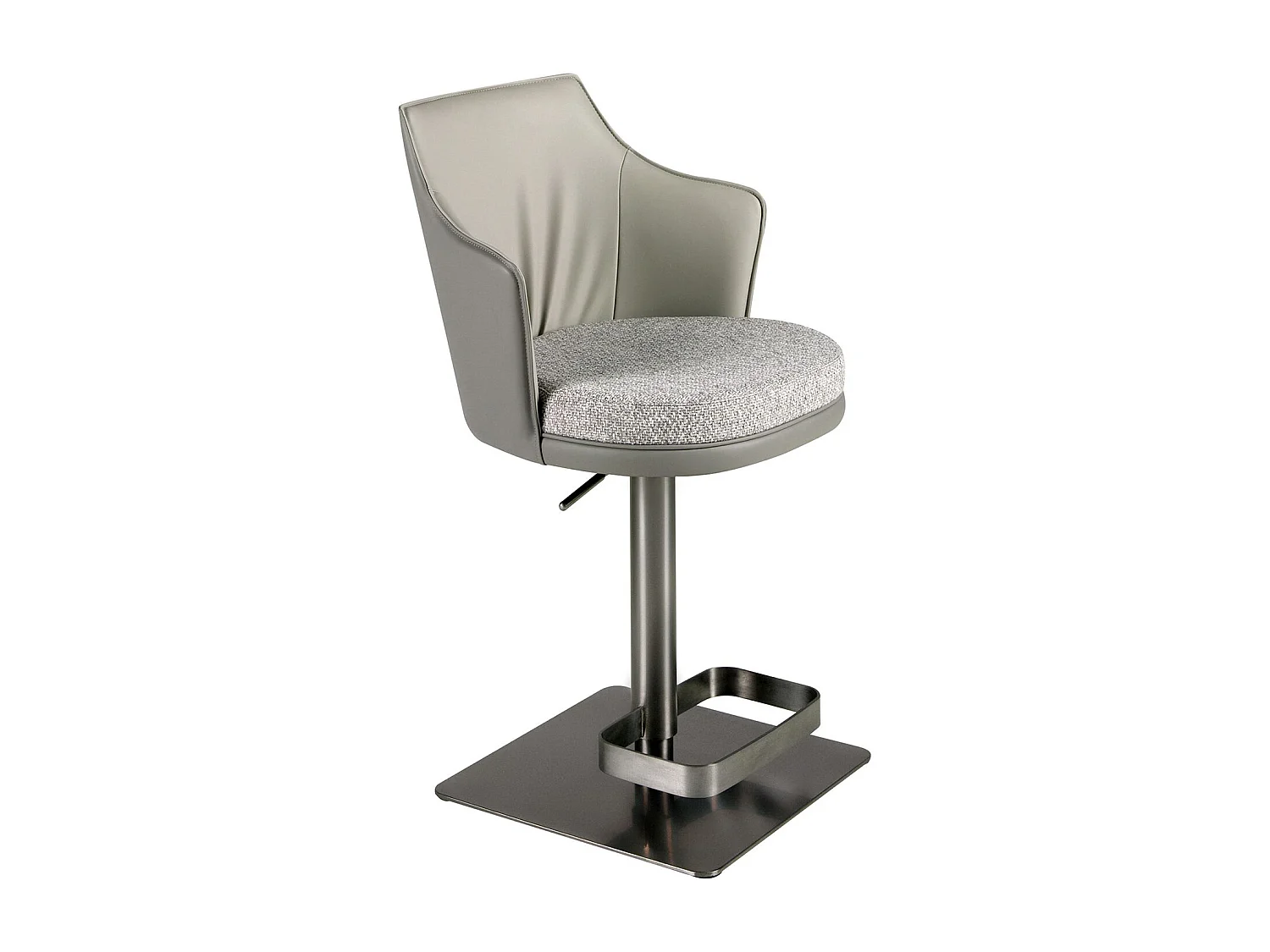 Tabouret pivotant en tissu gris marbré et similicuir gris foncé 4231 ANGEL CERDA