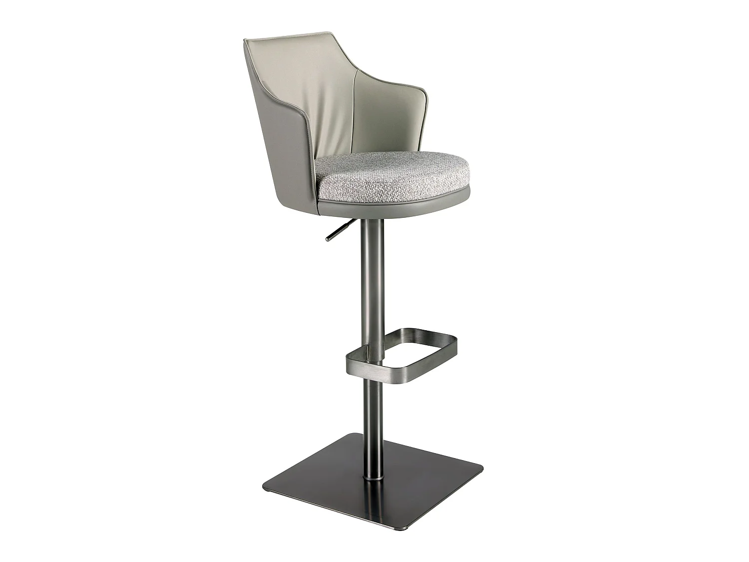 Swivel stool in grey marbled fabric and dark grey leatherette 4231 ANGEL CERDA