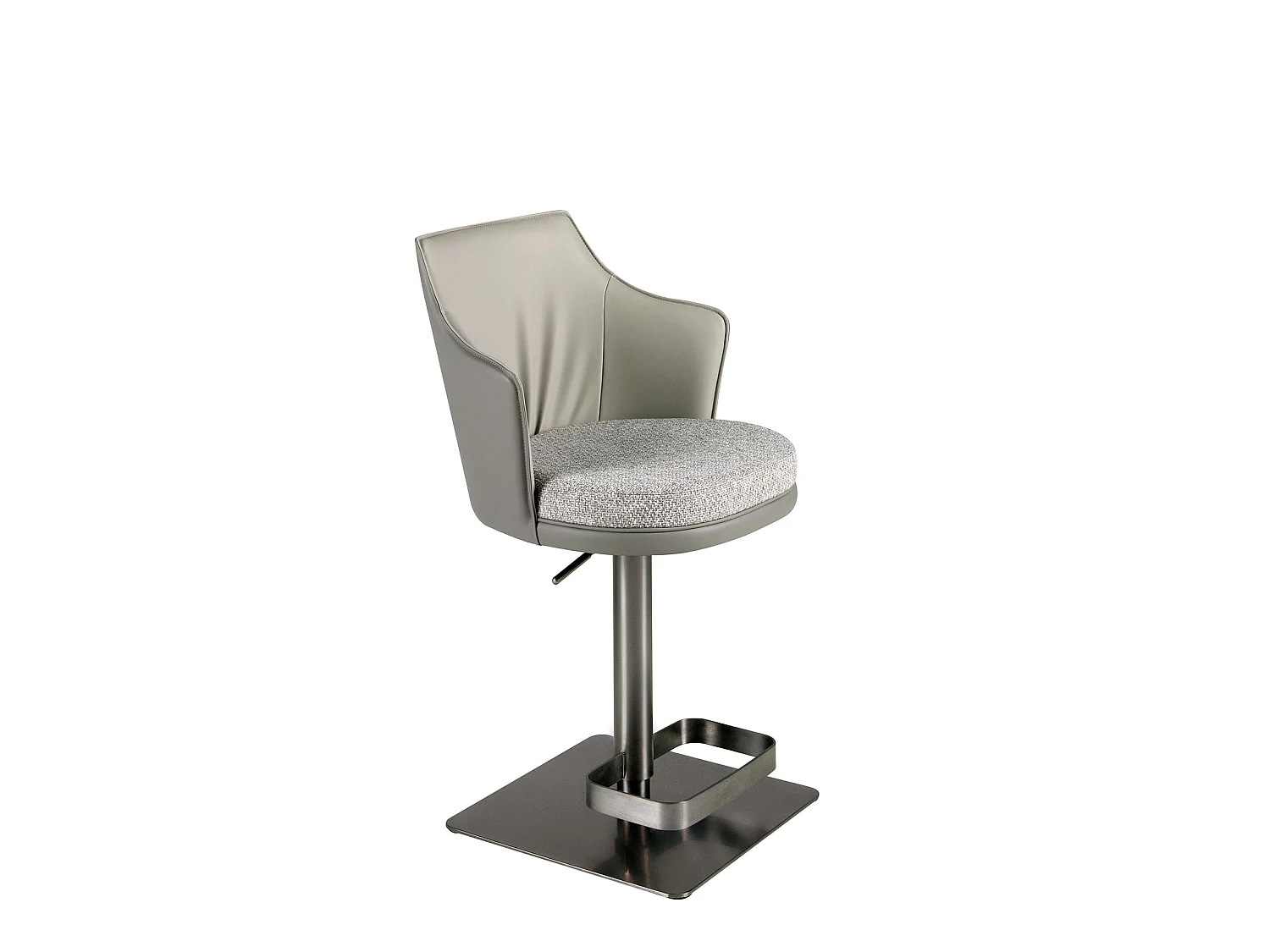 Swivel stool in grey marbled fabric and dark grey leatherette 4231 ANGEL CERDA