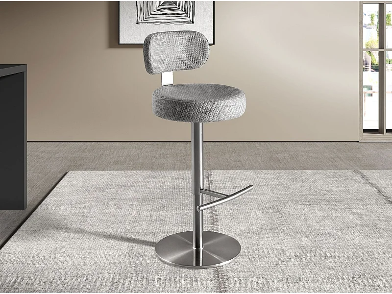 Tabouret pivotant en tissu gris clair marbré 4230 ANGEL CERDA