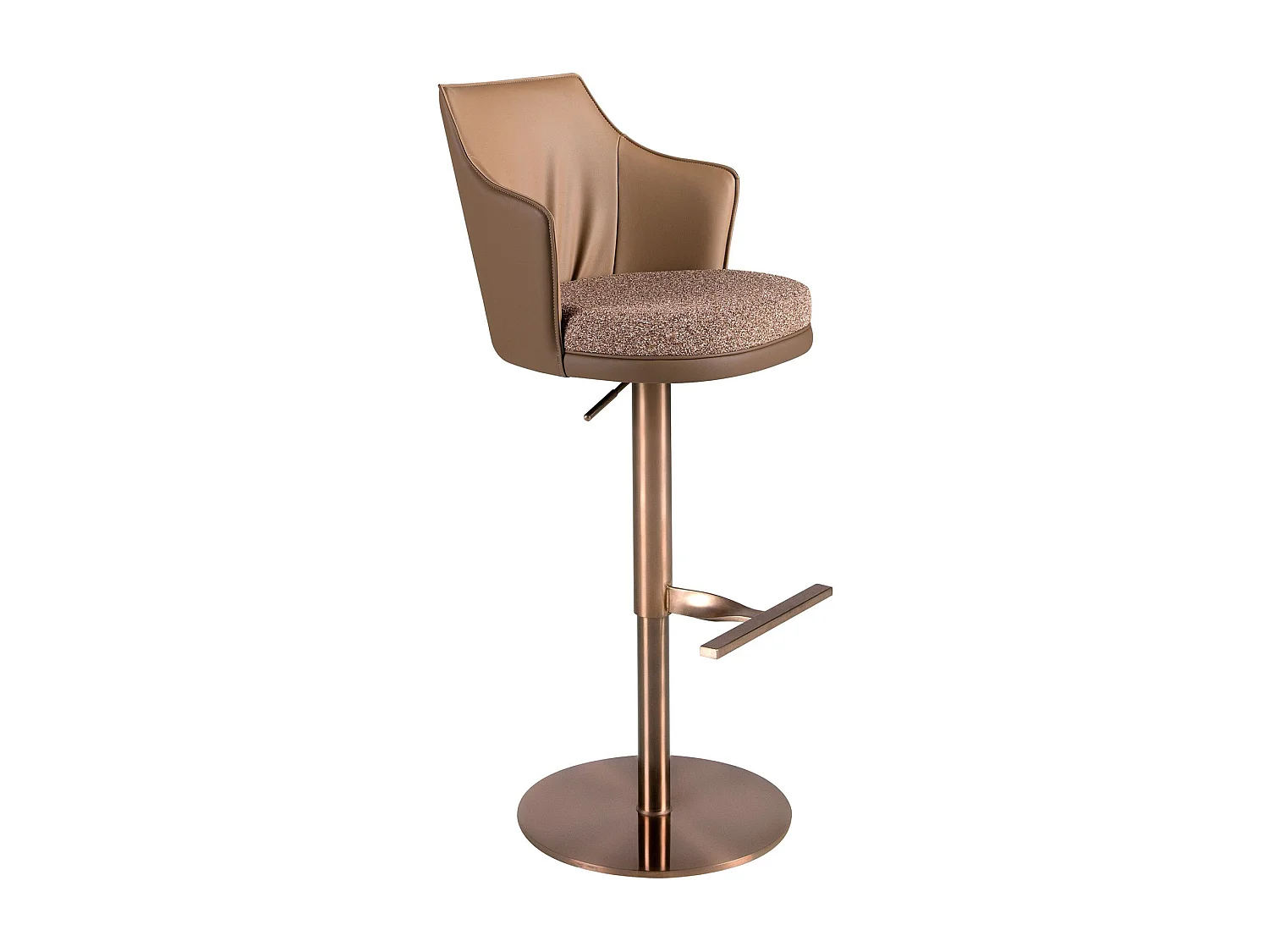 Tabouret pivotant en tissu marron marbré et similicuir marron 4226 ANGEL CERDA