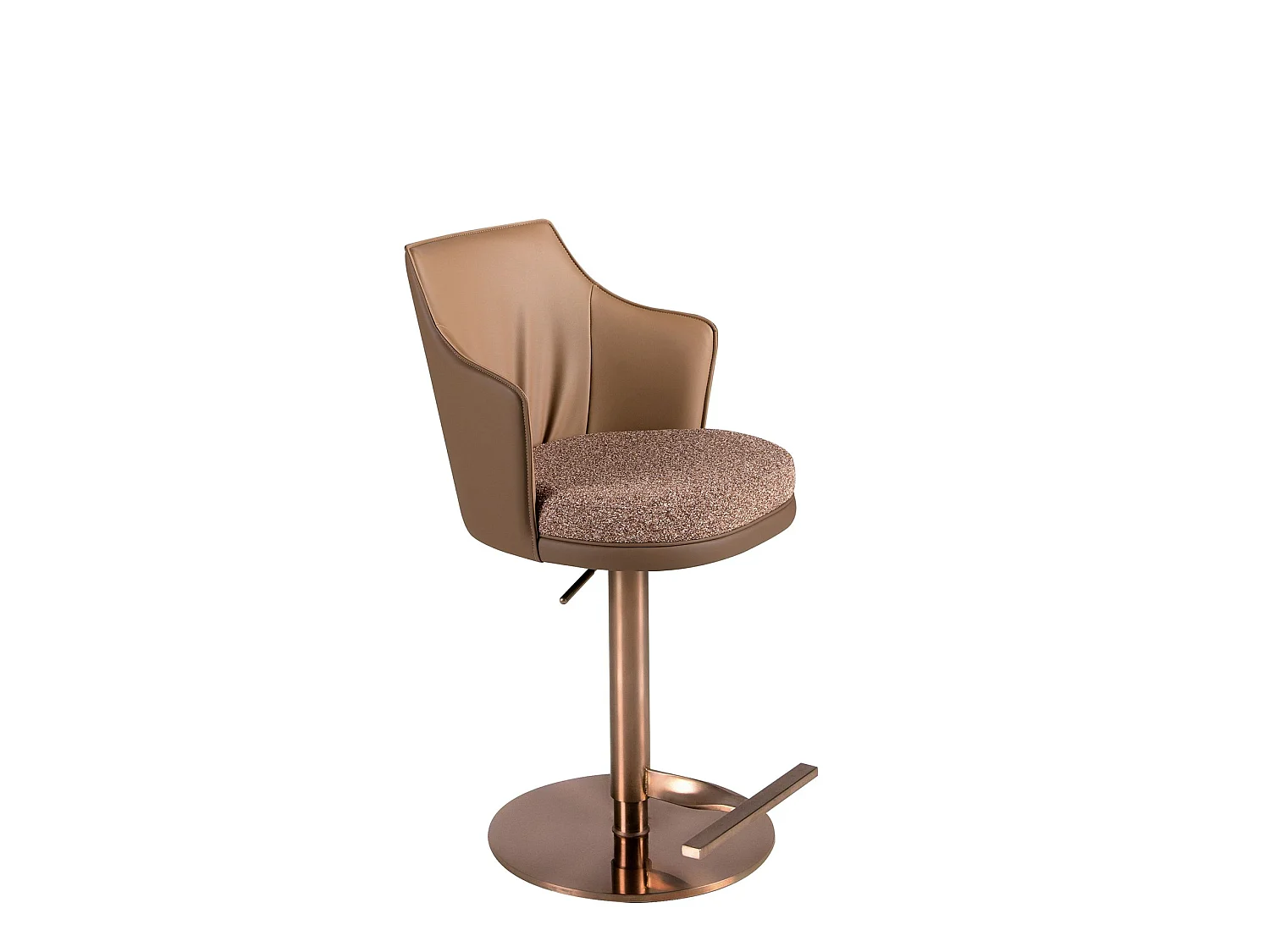 Tabouret pivotant en tissu marron marbré et similicuir marron 4226 ANGEL CERDA
