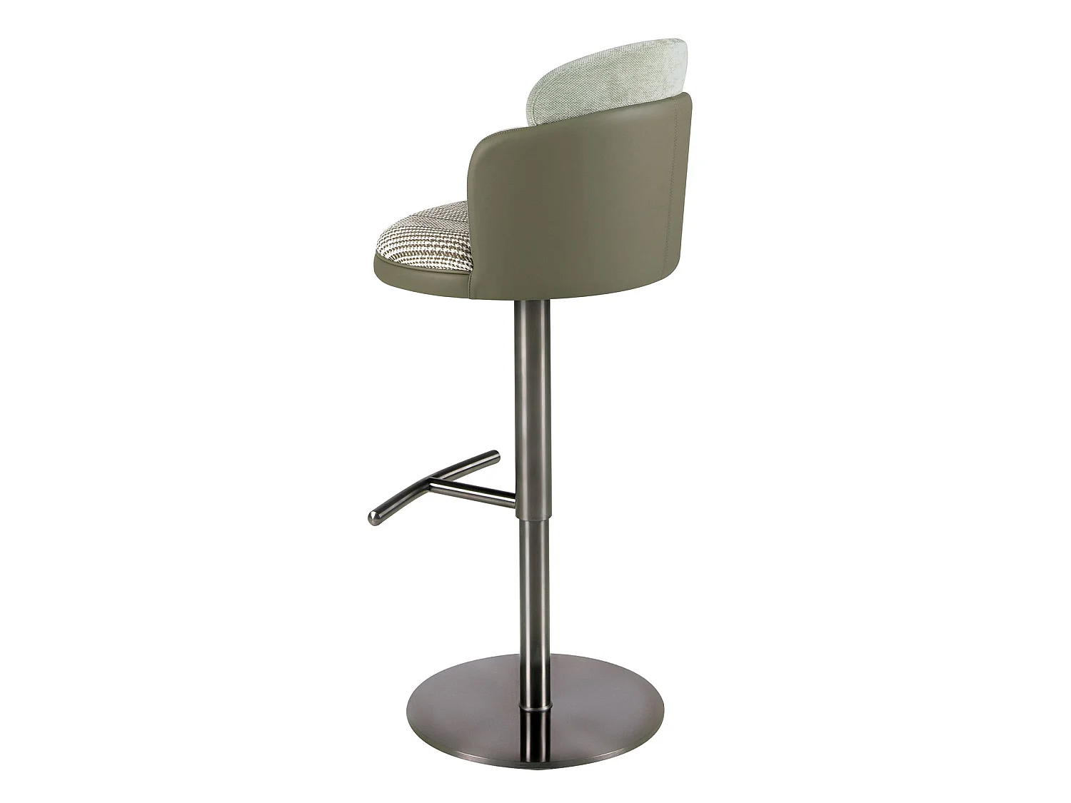 Tabouret pivotant en tissu vert foncé et blanc et similicuir vert olive 4233 ANGEL CERDA