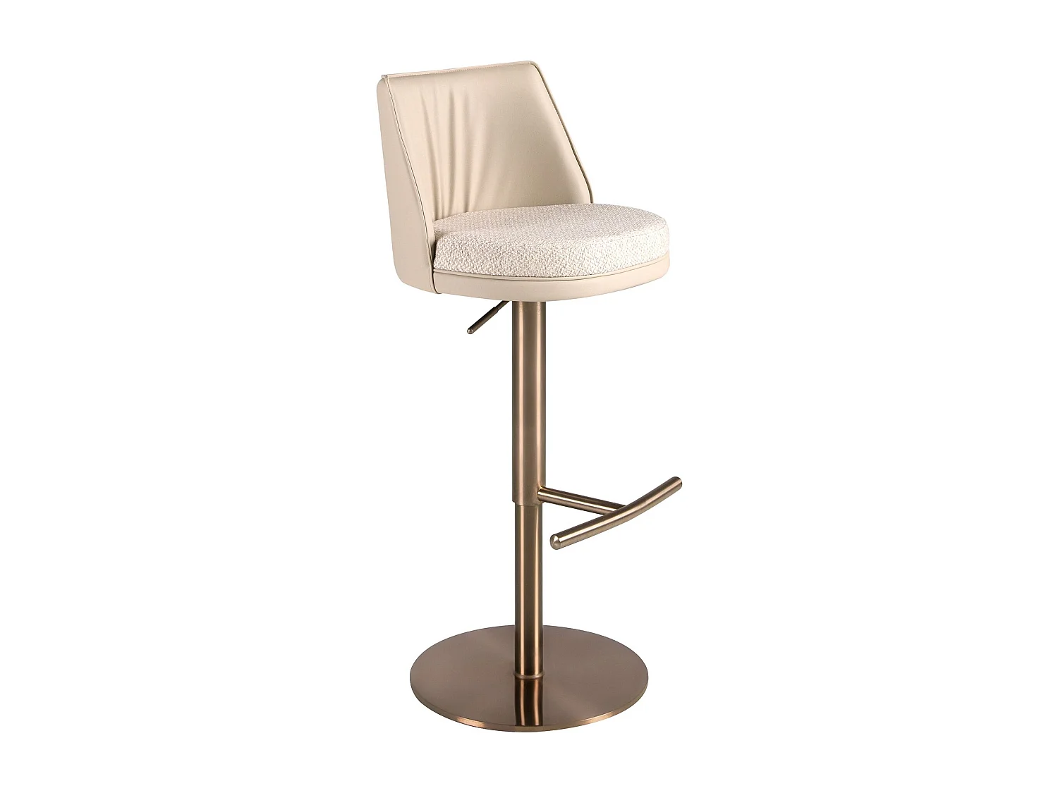 Tabouret pivotant en tissu crème marbré et similicuir crème 4234 ANGEL CERDA
