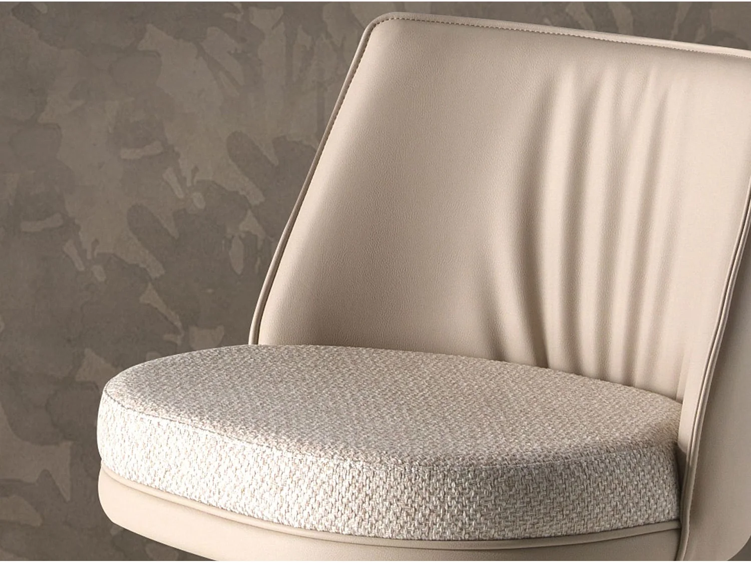 Tabouret pivotant en tissu crème marbré et similicuir crème 4234 ANGEL CERDA