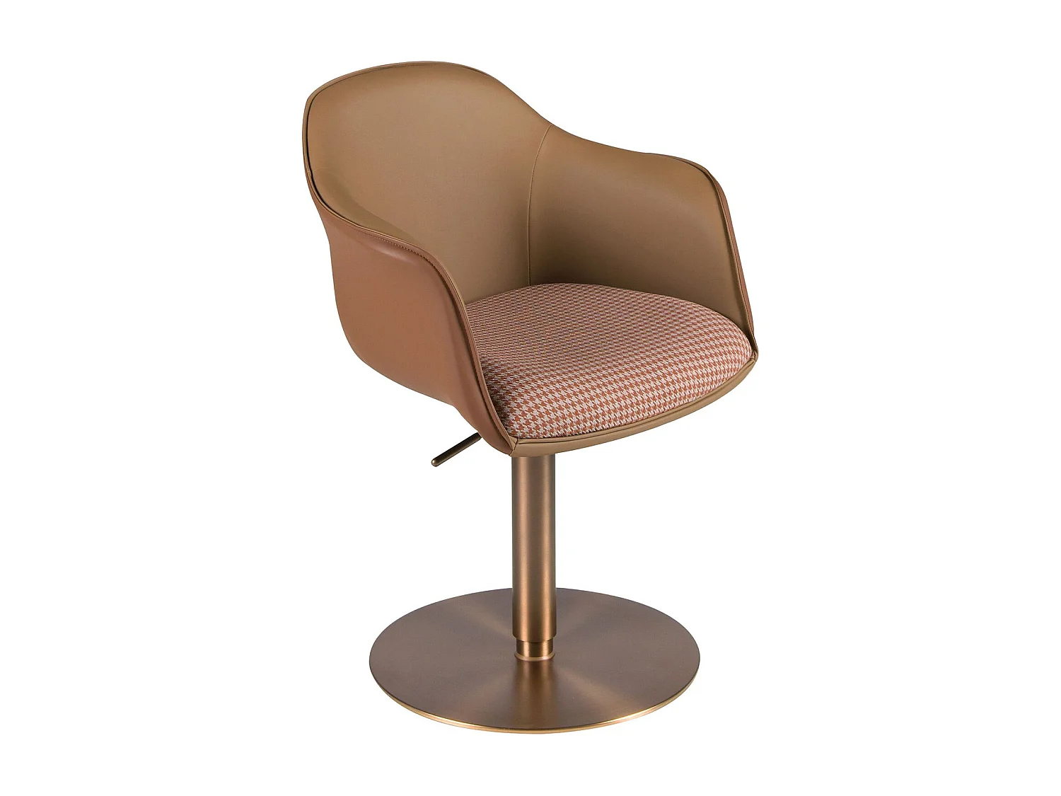 Chaise pivotante tissu marron terracotta et beige et similicuir marron 4235 ANGEL CERDA