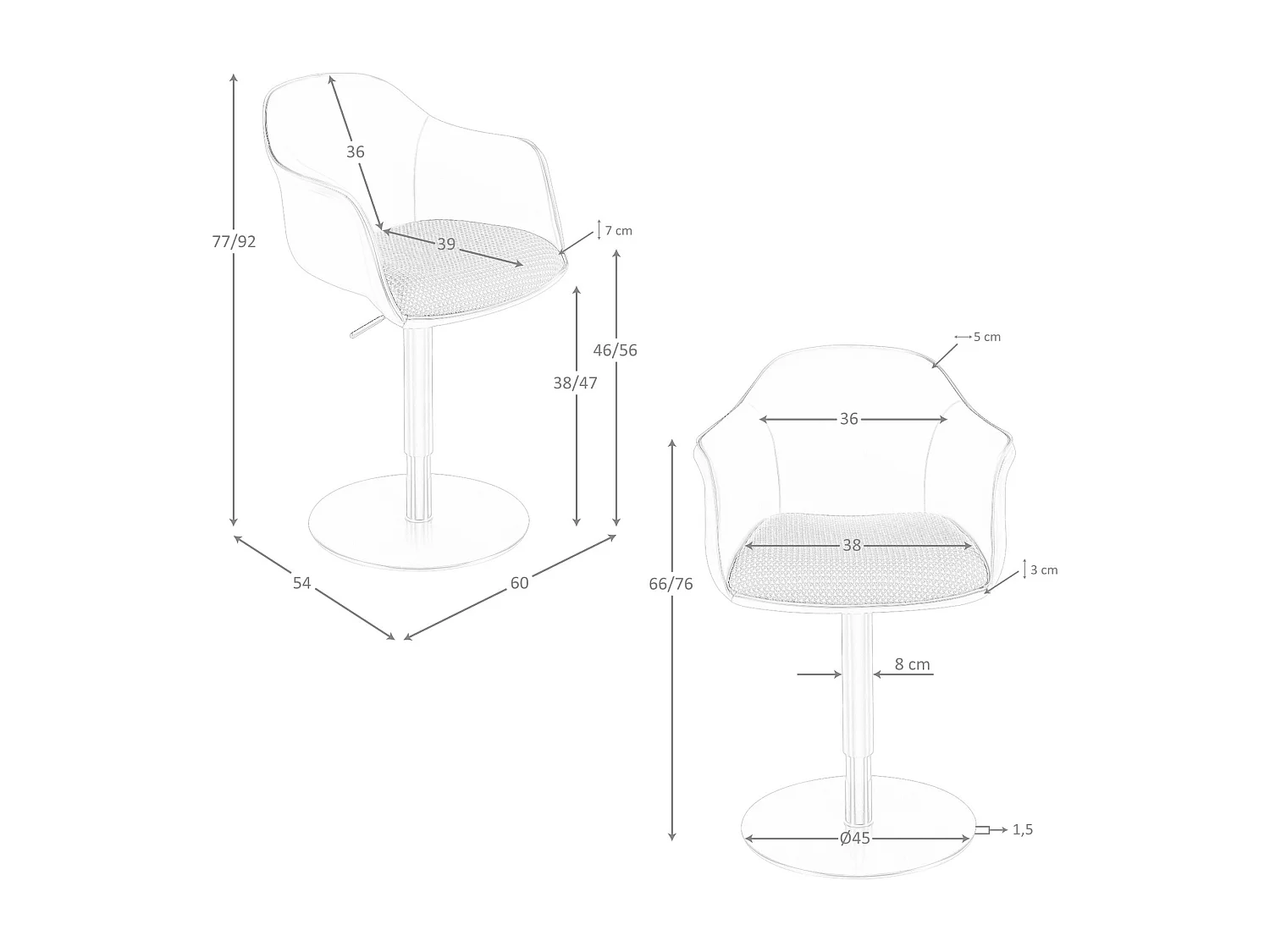 Chaise pivotante tissu marron terracotta et beige et similicuir marron 4235 ANGEL CERDA