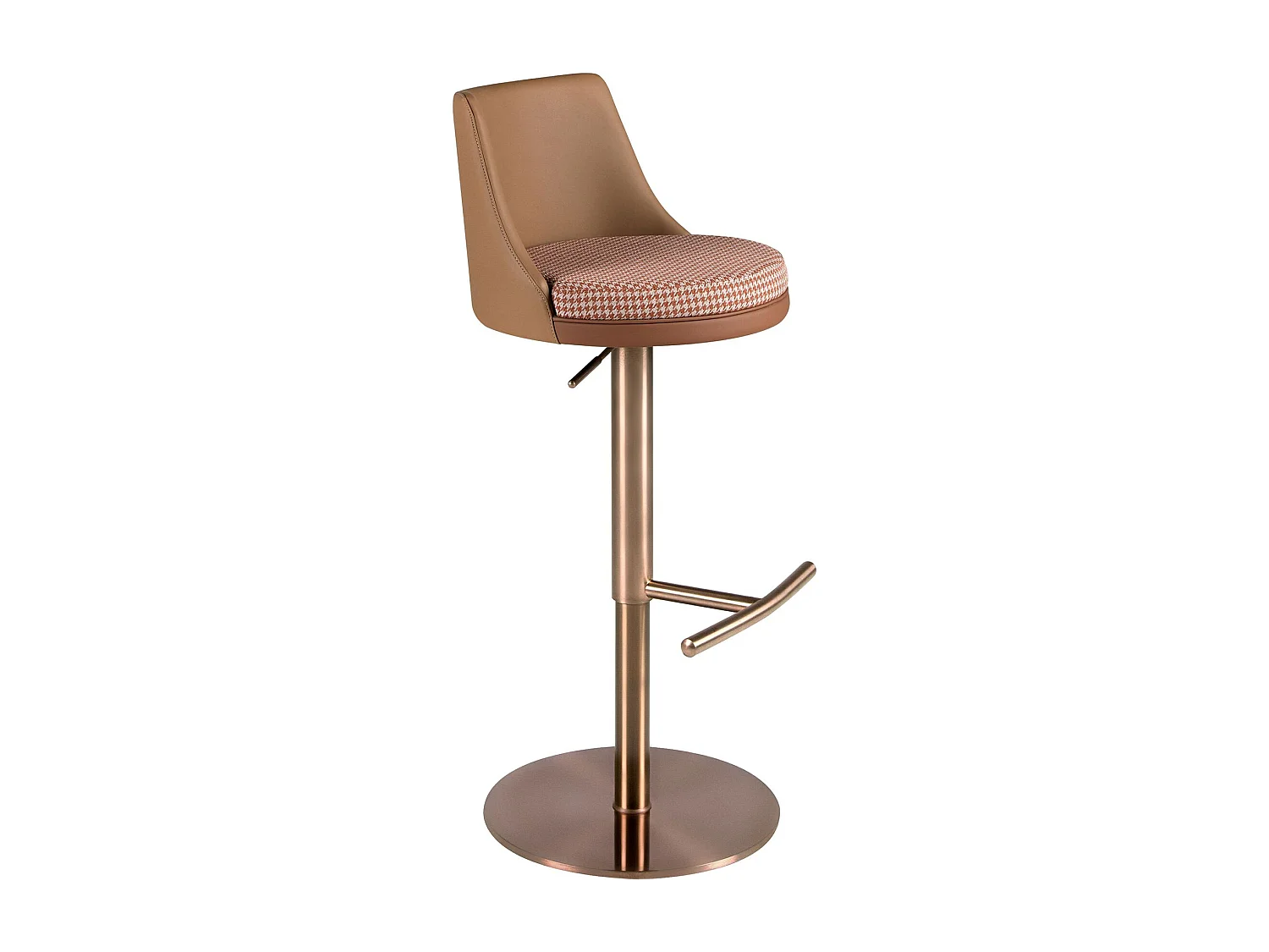 Tabouret pivotant en tissu marron terracotta et beige et similicuir marron 4229 ANGEL CERDA