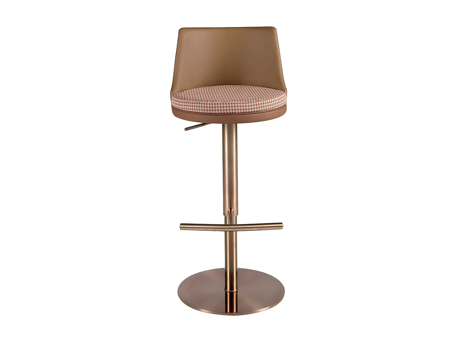 Tabouret pivotant en tissu marron terracotta et beige et similicuir marron 4229 ANGEL CERDA