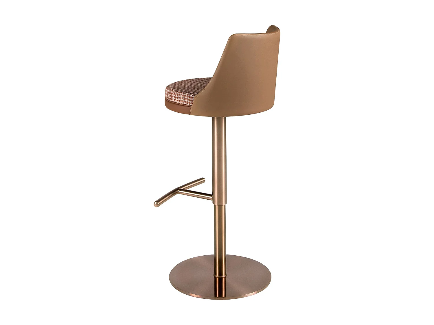 Tabouret pivotant en tissu marron terracotta et beige et similicuir marron 4229 ANGEL CERDA