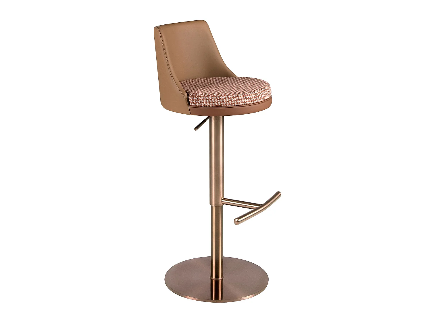 Tabouret pivotant en tissu marron terracotta et beige et similicuir marron 4229 ANGEL CERDA
