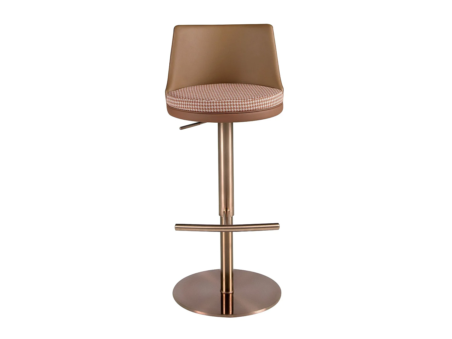 Tabouret pivotant en tissu marron terracotta et beige et similicuir marron 4229 ANGEL CERDA