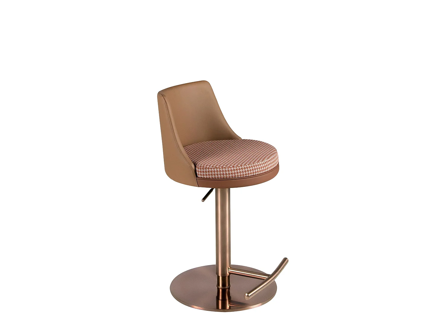Tabouret pivotant en tissu marron terracotta et beige et similicuir marron 4229 ANGEL CERDA