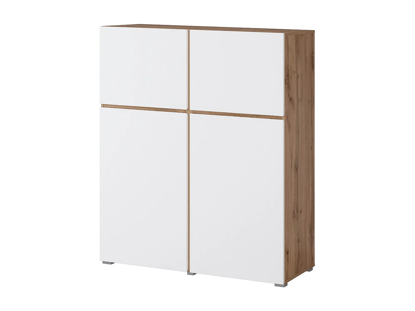 Buffetkast HAVANA – 120cm – 4 openslaande deuren – Eiken en wit – Minimalistisch en modern ontwerp