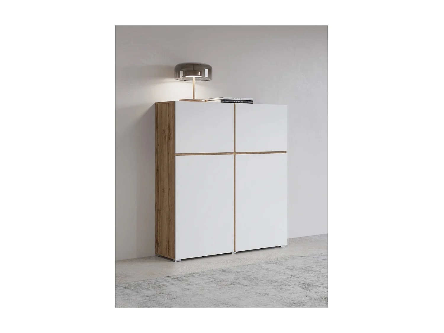 Buffetkast HAVANA – 120cm – 4 openslaande deuren – Eiken en wit – Minimalistisch en modern ontwerp