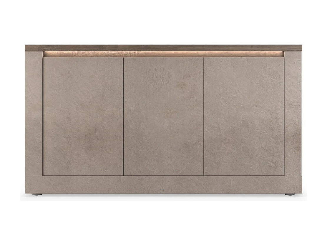 Buffet SASHA – 3 portes avec LED – Bronze et plateau bois Mercure
