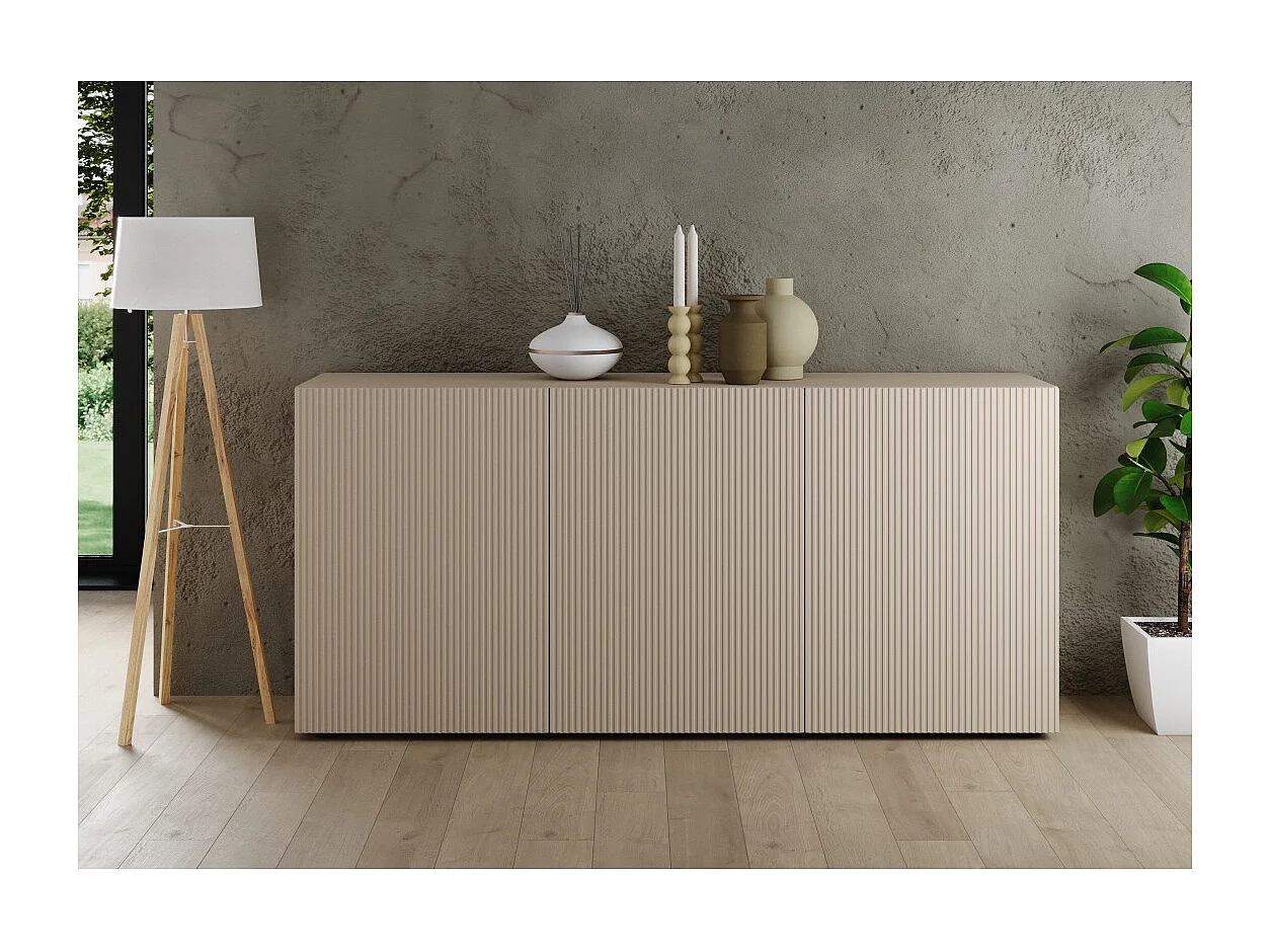 Buffet SCENA – L181 x H84 x P42 cm – 3 portes – Coloris Cachemire