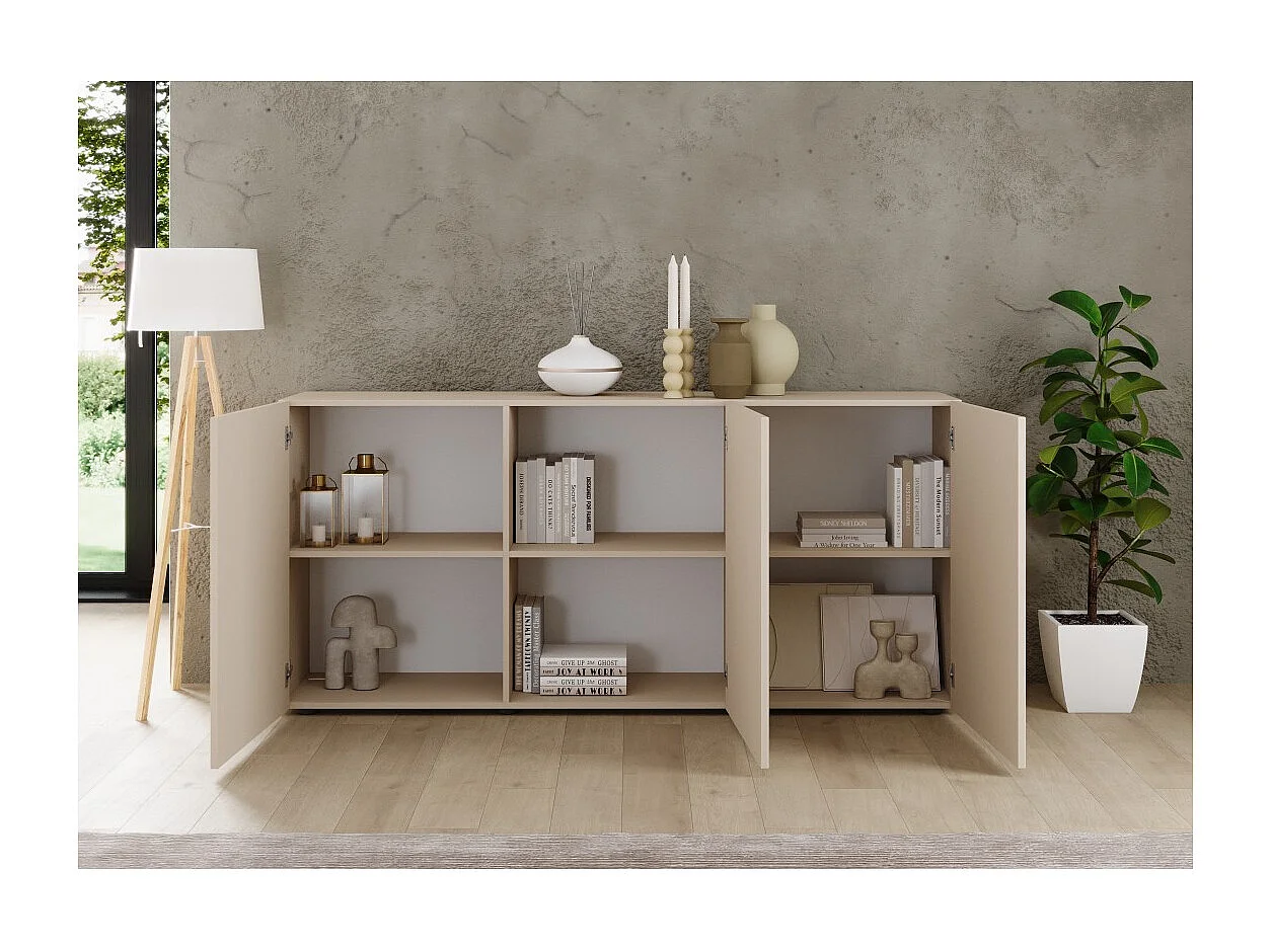 Buffet SCENA – L181 x H84 x P42 cm – 3 portes – Coloris Cachemire